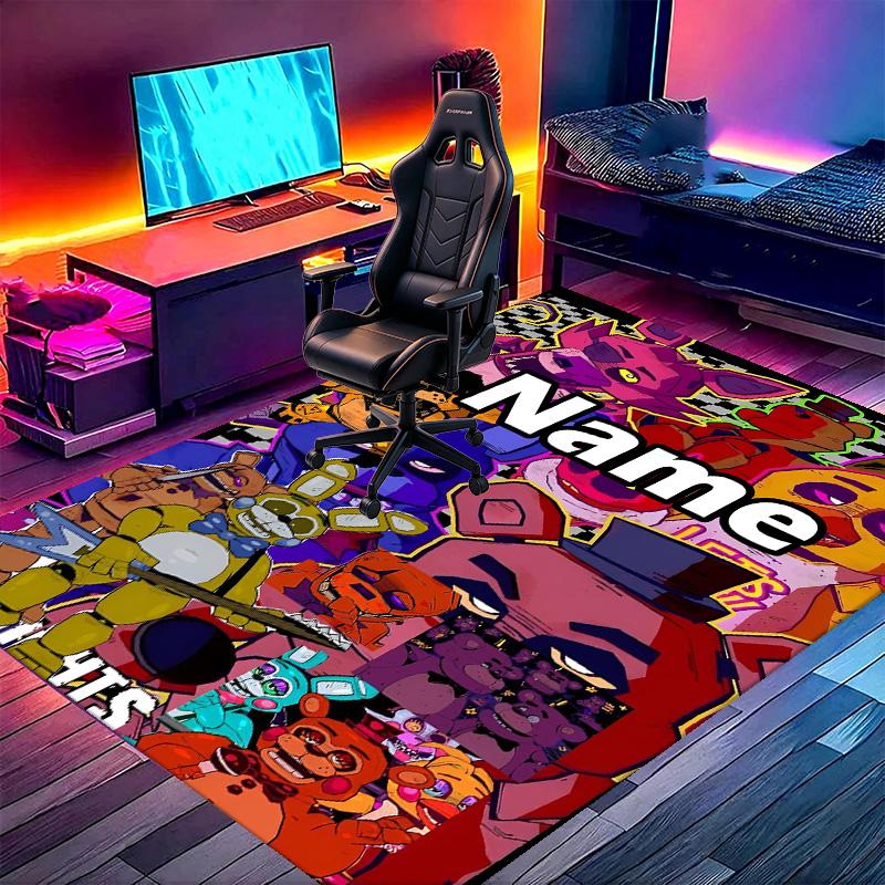Custom Name Personalized Five Nights at Freddy's Print Carpet, Versatile Home Decor Rug, for Playroom, Apartment, Balcony, Entryway, Hallway Gift