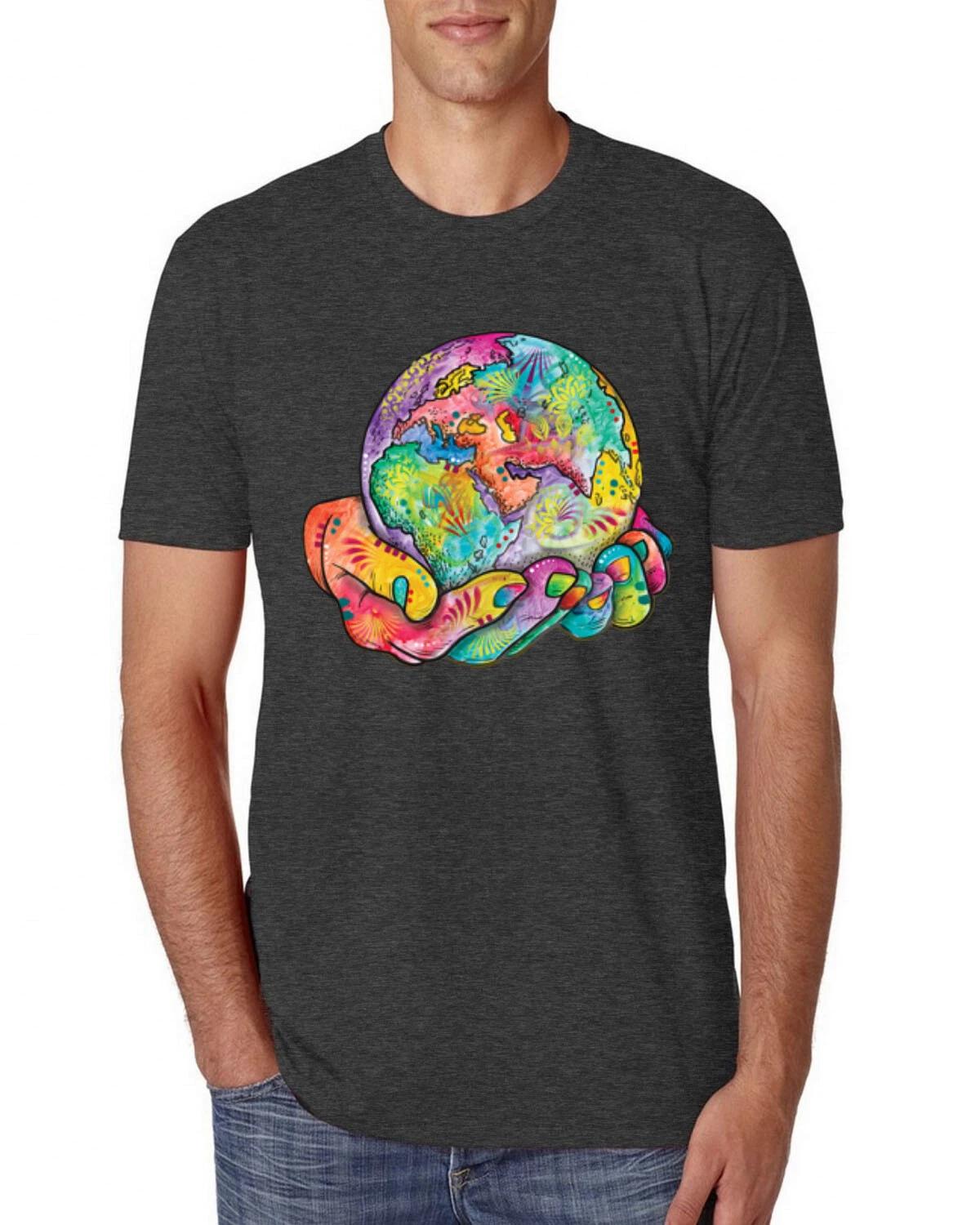 Rainbow Painted I ve Got The Whole World Dean Russo Design Men Tri Blend T- Shirt M