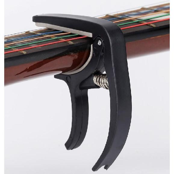 2 PCS Guitar Capo, Acoustic Guitar, Electric Guitar Capo- Banjo and, for Acoustic, Ukulele, Mandolin, Bass, Picks Black Single Handed Capo