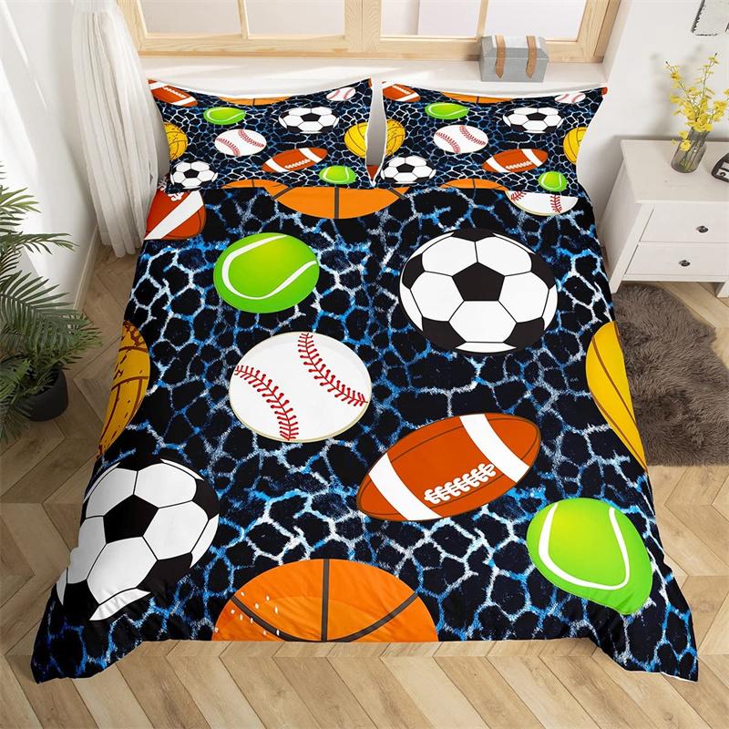 Baseball Duvet Cover King Size Polyester Sports Theme Bedding Set For Baseball Lovers Boys Girls