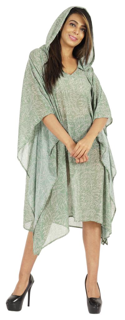 Moomaya Women  s Short Hoodie Kaftan Loose Tunic Kimono Sleeve Mini Beach Cover Up