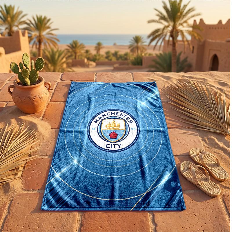 Asciugamano da Spiaggia Tema Manchester City Morbido Asciugatura Rapida?Asciugamano Asciutto Per Vacanze Estive Al Mare Nuoto