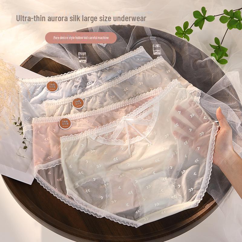 "15D Ultratenké Bezešvé Ledové Hedvábí Nadměrná Velikost Dámské Spodní Prádlo, Antibakteriální Bavlněný Klínek, Dutý Design"