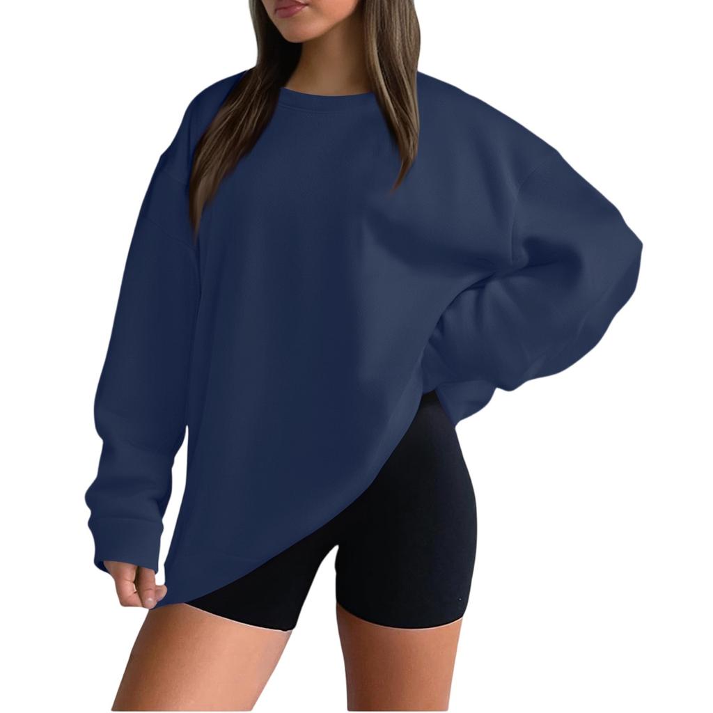 Women's Casual Fashion Loose Sports Round Neck Pullover Long Sleeve Sweatshirt