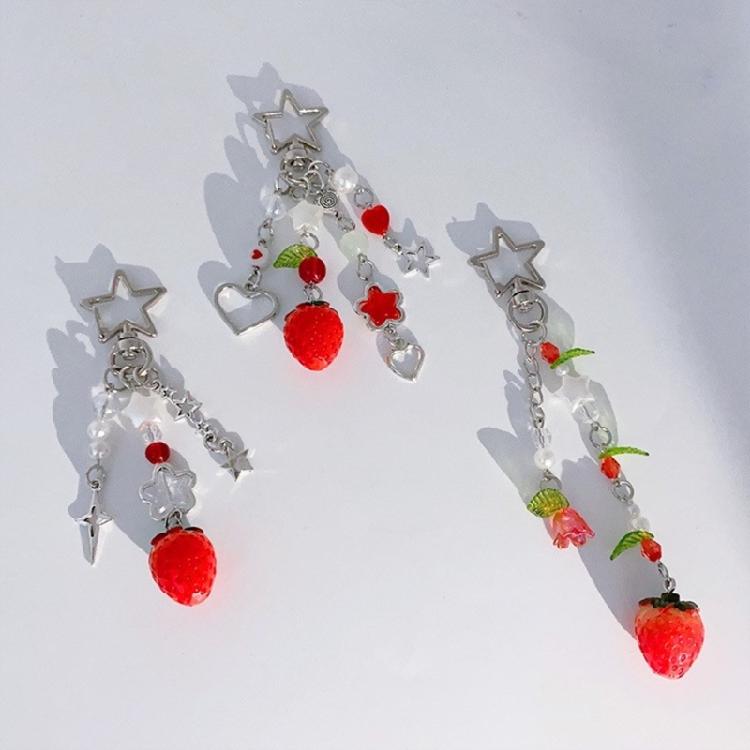 Lovely Strawberry Keychain Fruit Shapes Phone Chain Detachable Phone Lanyard