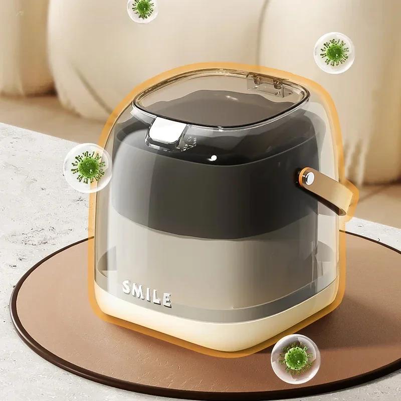 Desktop Decoration Wastebasket Trash Can Small Paper Basket Recycle Bin Handle Tissue Storage Box Deluxe Mini Household Cleaning