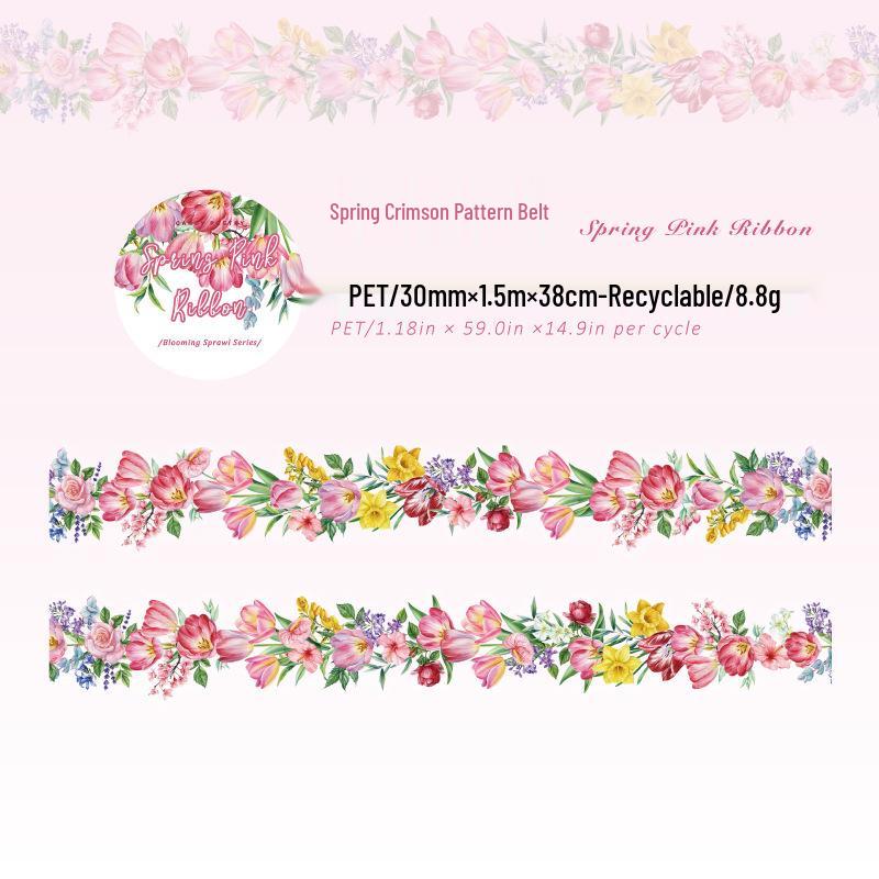 Sugar Poem PET Shaped Tape - Blooming Flowers Watercolor Series (6 Designs)