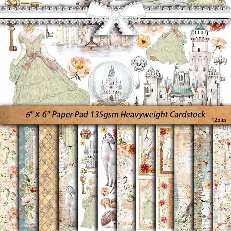 Grace 12 Sheets Retro European Castle DIY Paper