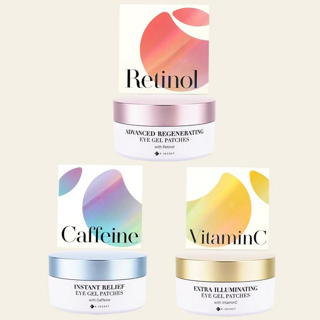 K-SECRET Eye Gel Patches 60ea/Caffeine Instant Relief/Retinol Advanced Regenerating/ Vitamin C Extra Illuminating/ Korean Cosmetics, Kbeauty