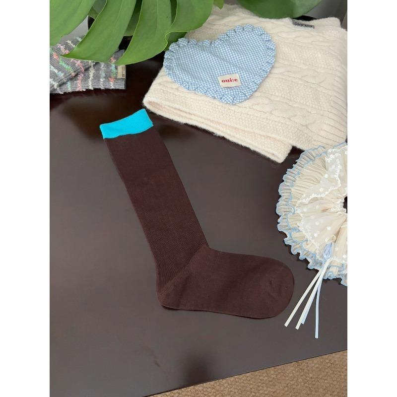Ladies Spring and Autumn Vintage Variety of Collision Color Boneless Calf Pile Pile Cotton Socks