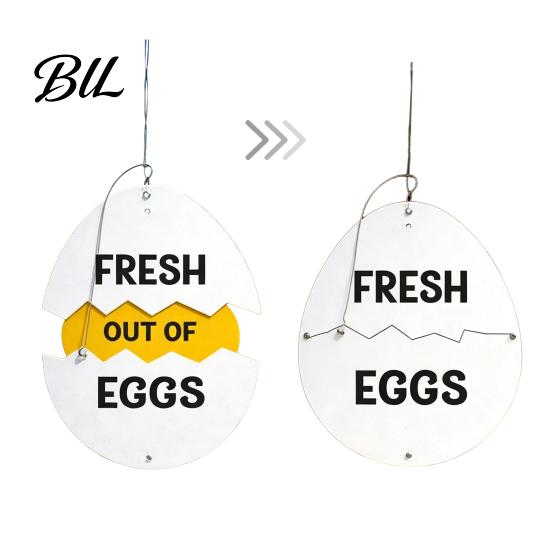 Weather-resistant Sign Farm Fresh Eggs Cracked Eggshell-Shaped Wooden with Fresh/Eggs/Sold Out Double-sided Egg Design Funny Chicken Coop B