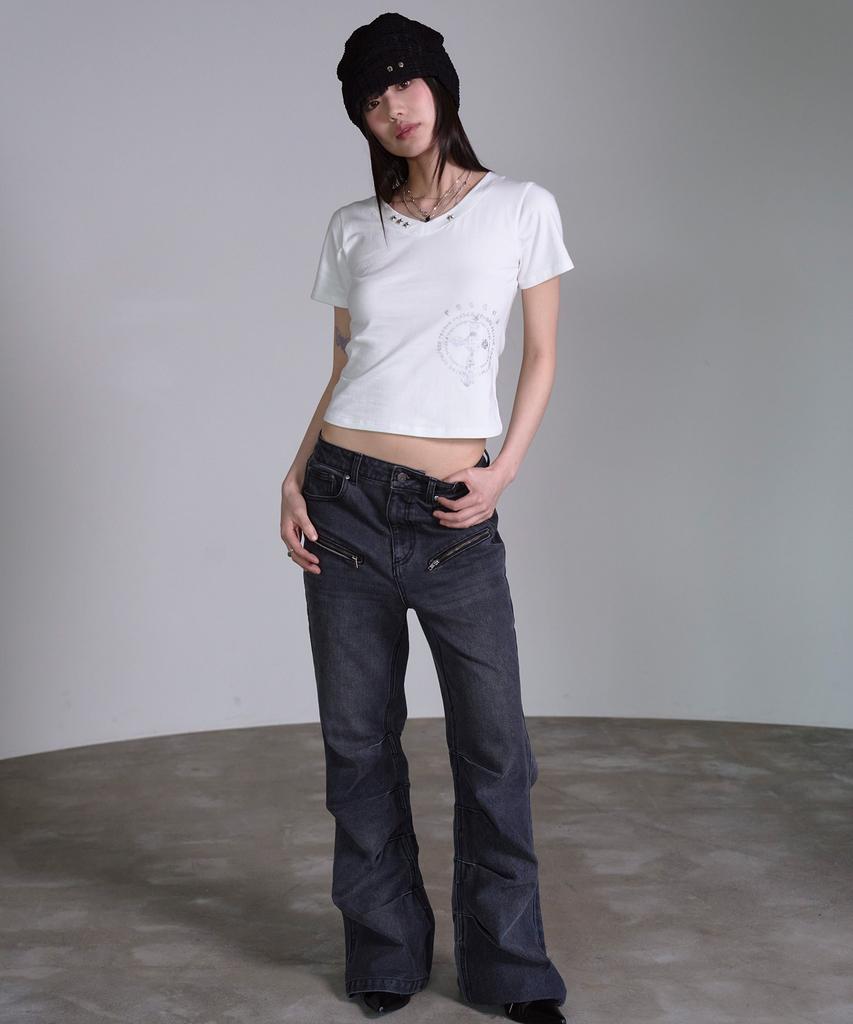 PRENDA Star Stud Short Sleeve White