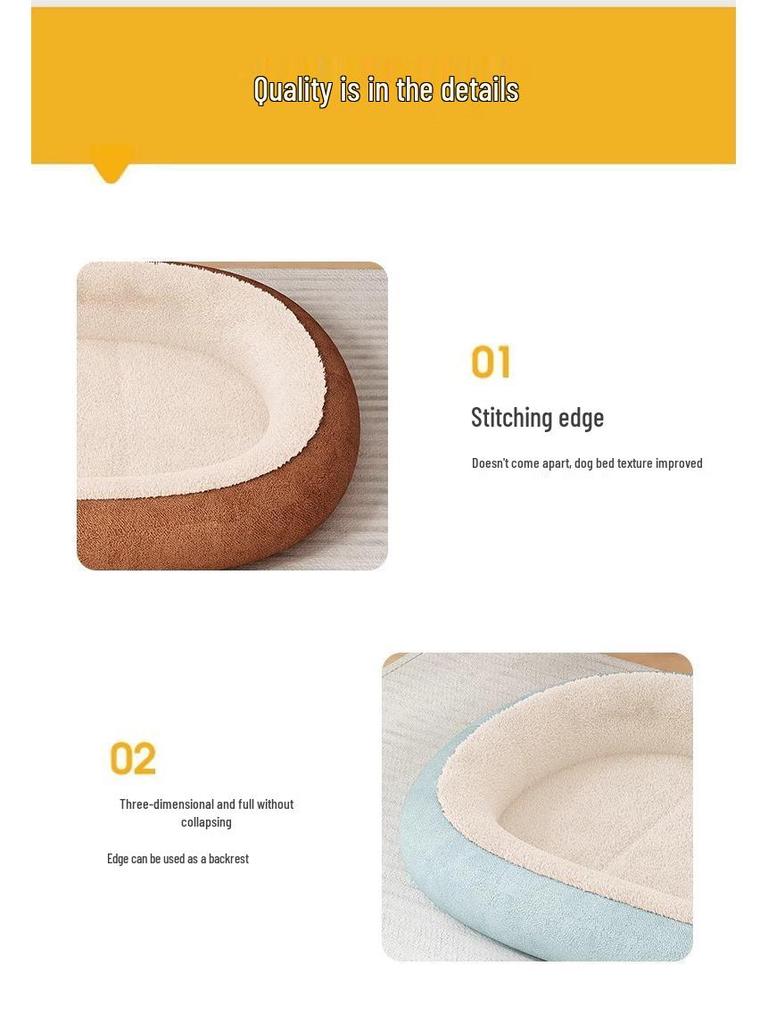 Four Seasons Thickened Dog and Cat Bed for Small/Medium Breeds - Winter Warmth