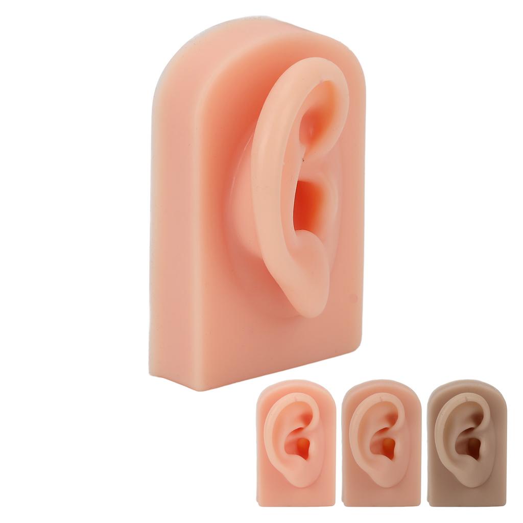 Silicone Ear Model Soft Flexible Right Ear Reusable Human Ear Model for Ear Piercing Training And Ea