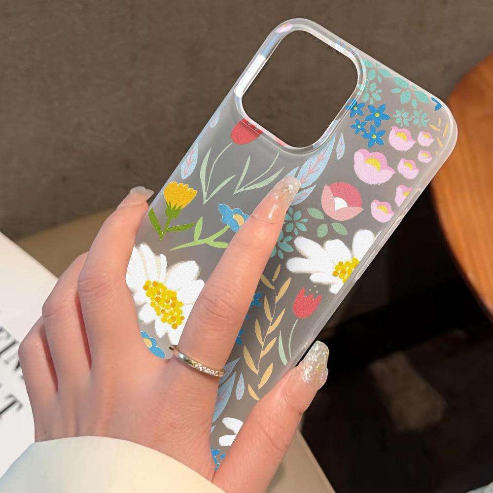 Soft TPU Matte Flower Phone Case for iPhone 13 Funda iPhone 11 14 15 Pro Max 14 Plus 12 Mini 13pro 13promax Transparent Covers