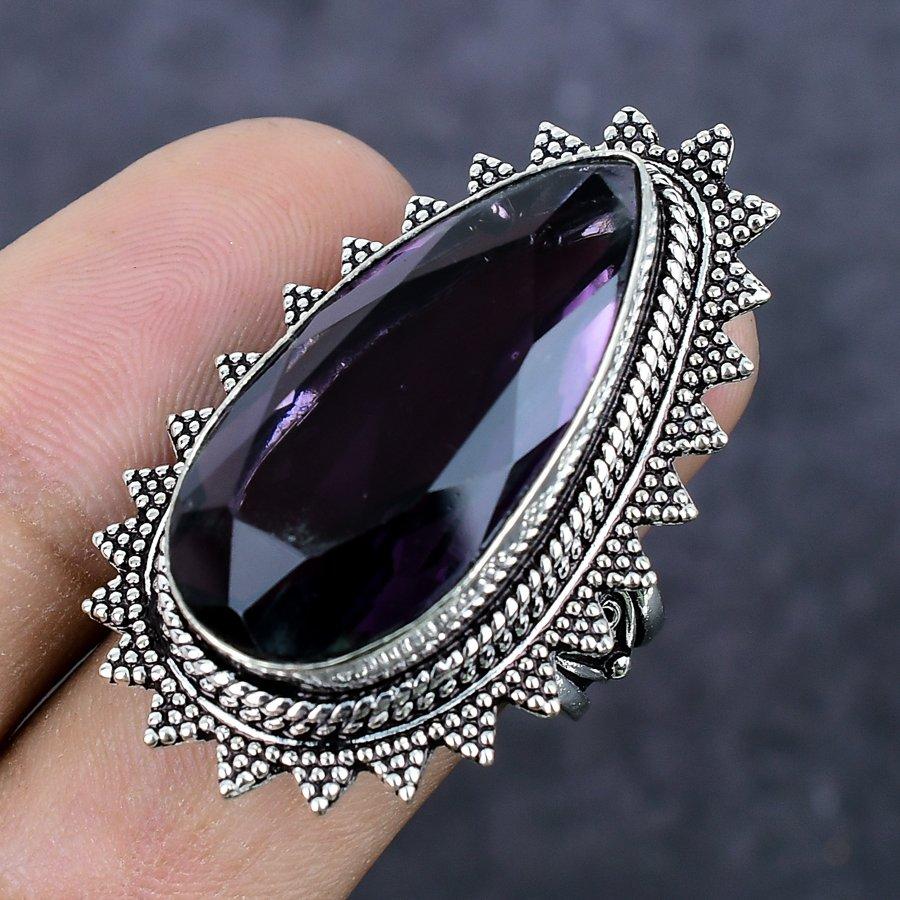 Amethyst Gemstone 925 Sterling Silver Jewelry Ring Size 8