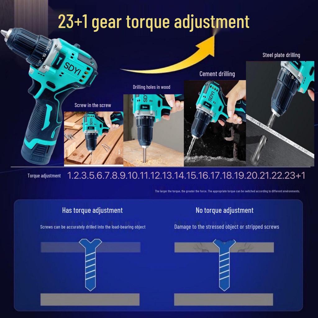 SDYI High-Power Brushless Rechargeable Electric Drill & Screwdriver