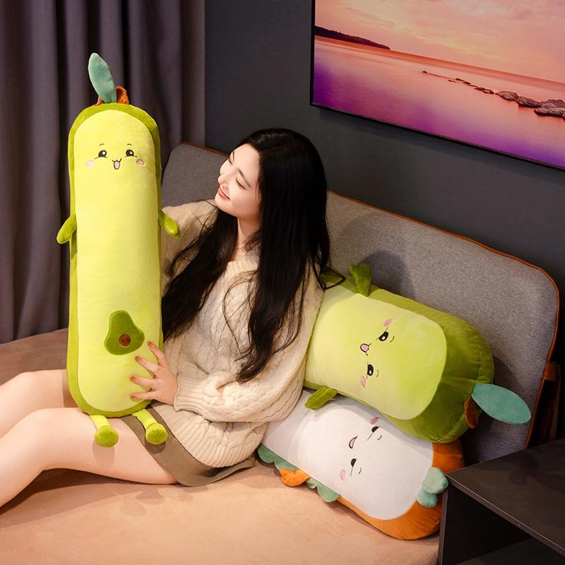 80-150Cm Cartoon Long Strip Fruit Plush Doll Pillow Cute Soft Vegetable Carrot Avocado Peach Plush Toy Home Decor Gift For Child