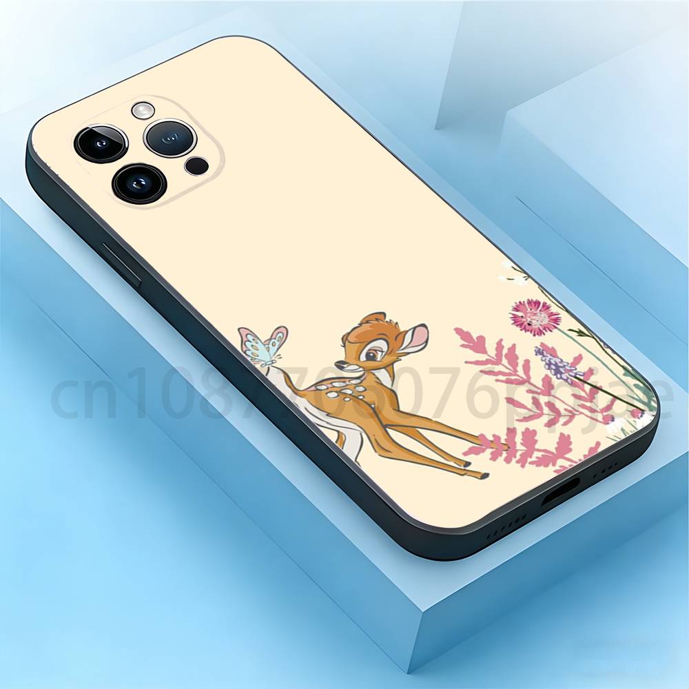 

B-Bambi Phone Case For iPhone 17,16,15,14,13,12,11,Plus,Pro Max,Mini,Soft Silicone Black Cover iPhone15promax