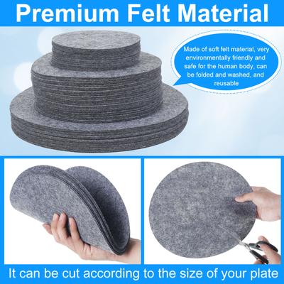 96 Stück Filz-Tellerscheiben-Set 3 Größen Runde Filz-Tellerschoner Wiederverwendbare Geschirr-Aufbewahrungspads Mehrzweck Weiche Teller-Trennscheiben