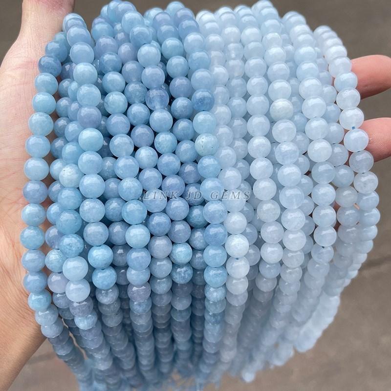Natural Stone Sea Blue Chalcedony Beads Round Loose Spacer 6 8 10mm Pick Size For Jewelry Making Necklace Bracelet Accessory