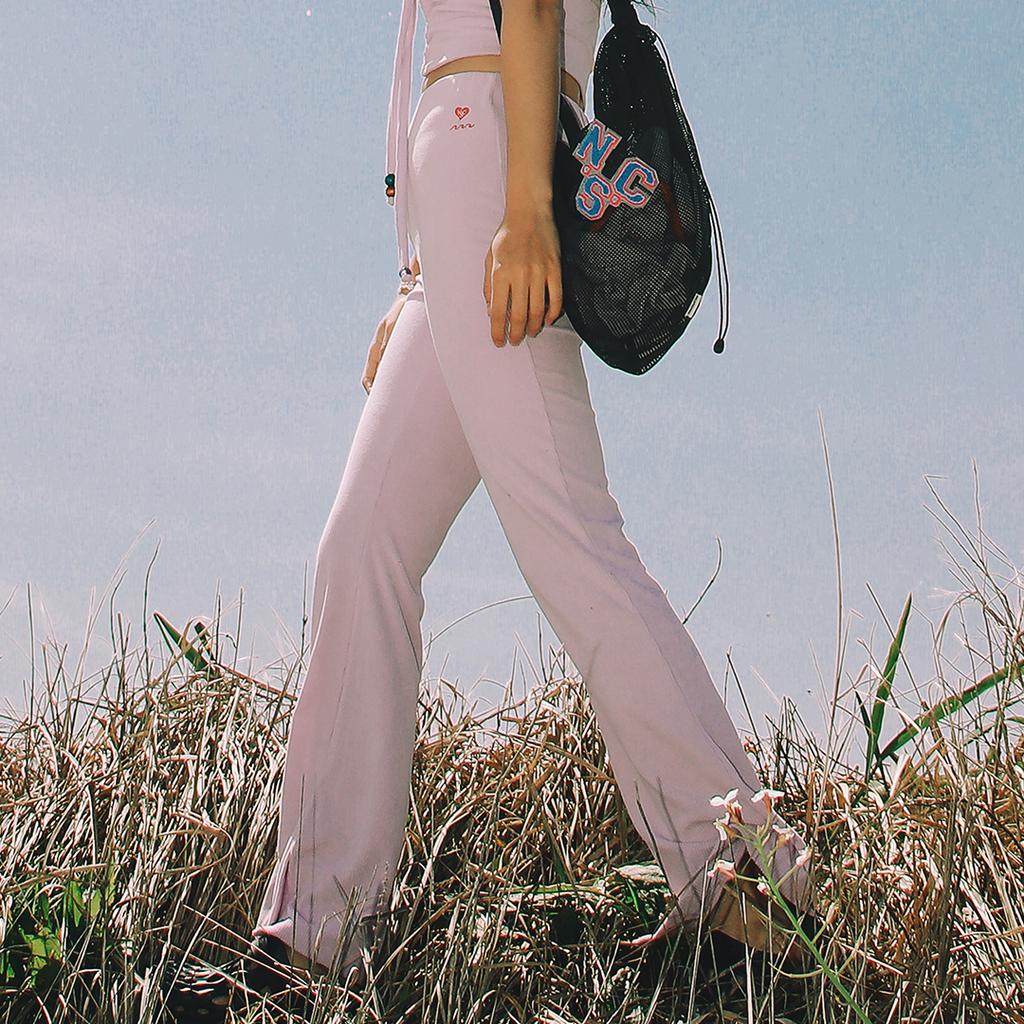 NAKED SURF CLUB Terry Bootcut Slit Pants (Purple)