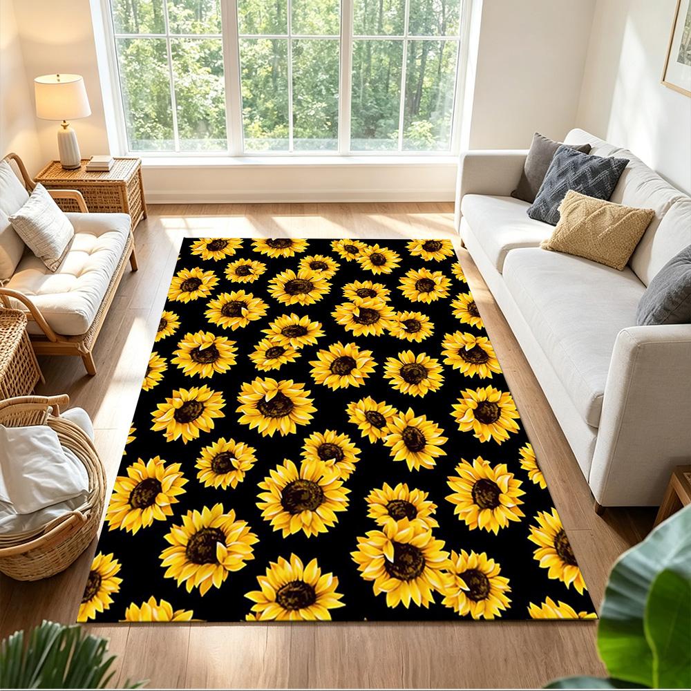 Sunflower Field Pattern Non-Slip Home Carpet Design for Office Decor Living Room Bedroom Gift