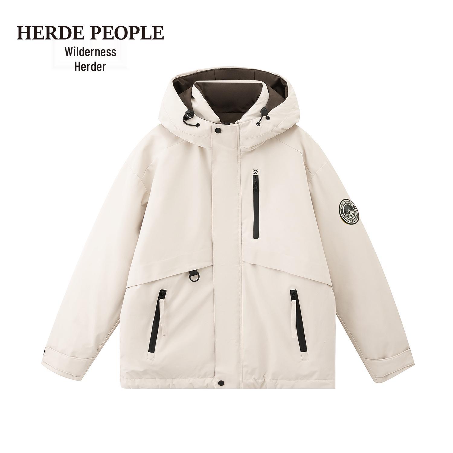 

Унисекс Водонепроницаемая Куртка с Капюшоном на Белом Утином Пуху - Легкая и Теплая для Зимних Активностей на Открытом Воздухе XL [160-180 kg] грязно-белый