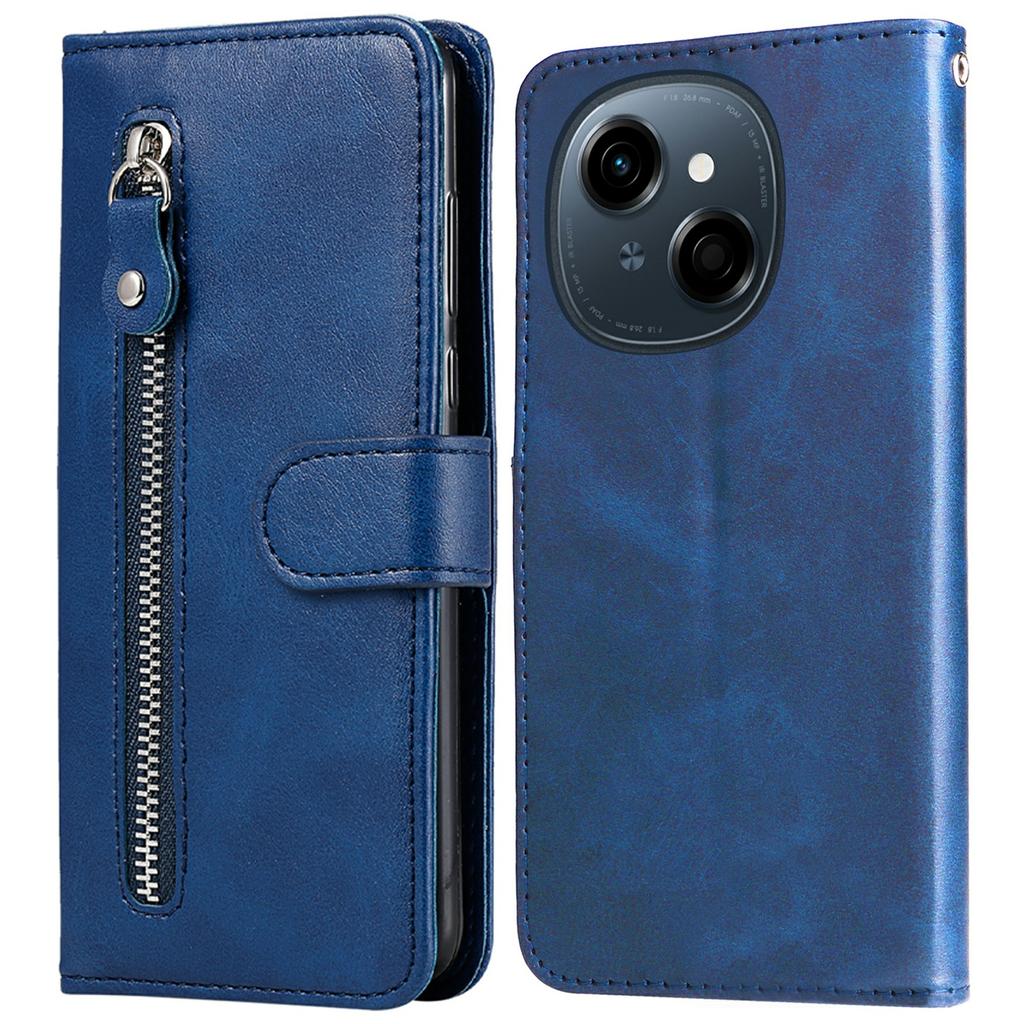 Zipper Wallet Case for TECNO Spark Go 2025/Spark Go 1/Pop 9 4G Calf Texture Leather Phone Cover
