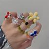 Korean Colorful Beaded Butterfly & Flower Ring for Girls