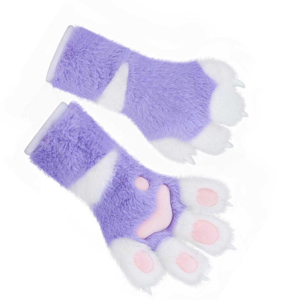 Mănuși cu Gheare de Pisică din Blană Artificială Picioare de Therian Blană Plusată Picioare Fursuit Halloween Cosplay Costum Animale Picioare de Vulpe Mănușă Femei Bărbați