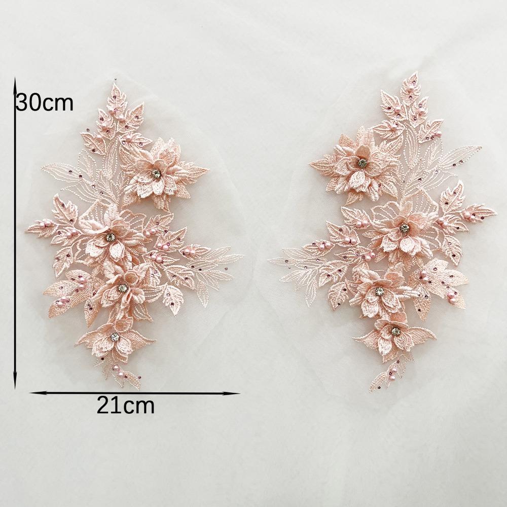 Sequins Flower 3D Embroidery Patches Handmade Lace Fabrics Applique Embroidered Floral Patches