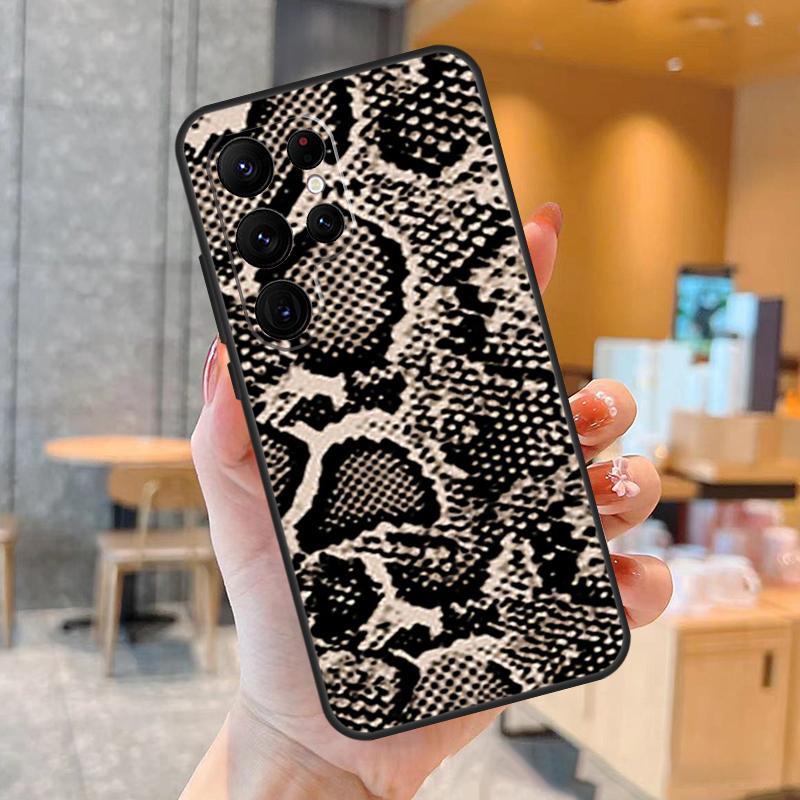 Snake Skin Print Case For Samsung Galaxy S23 S22 Ultra S20 S21 FE S9 S10 Note 10 Plus Note 20 Ultra Cover
