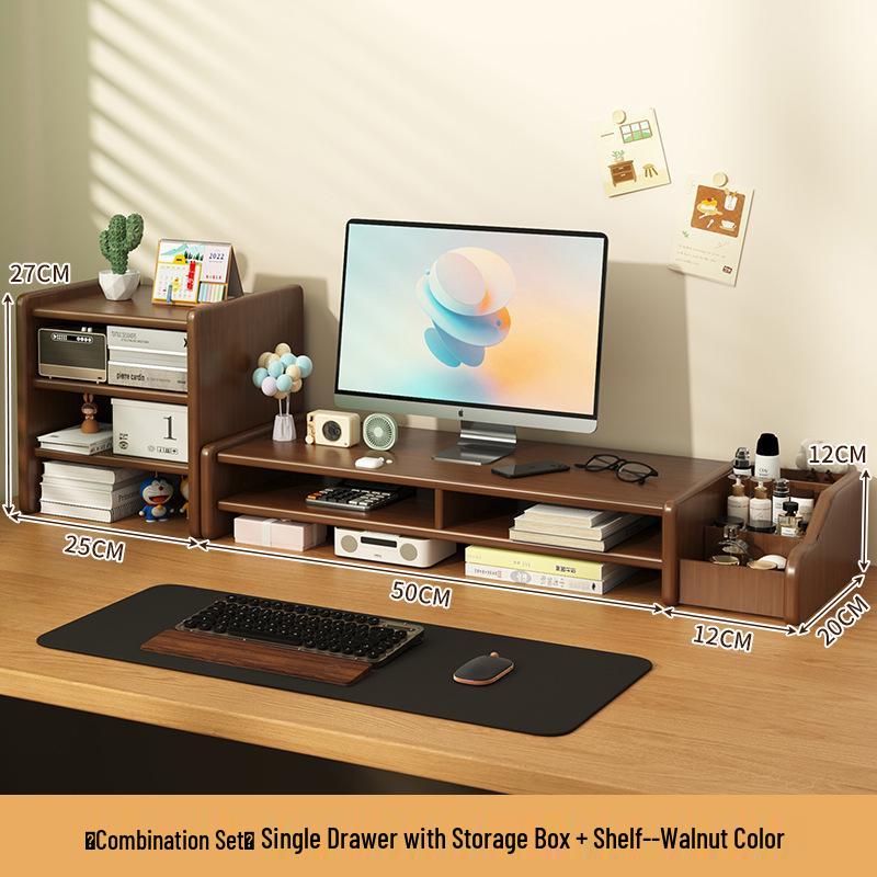 Monitor Riser Desktop Stand with Storage Shelves