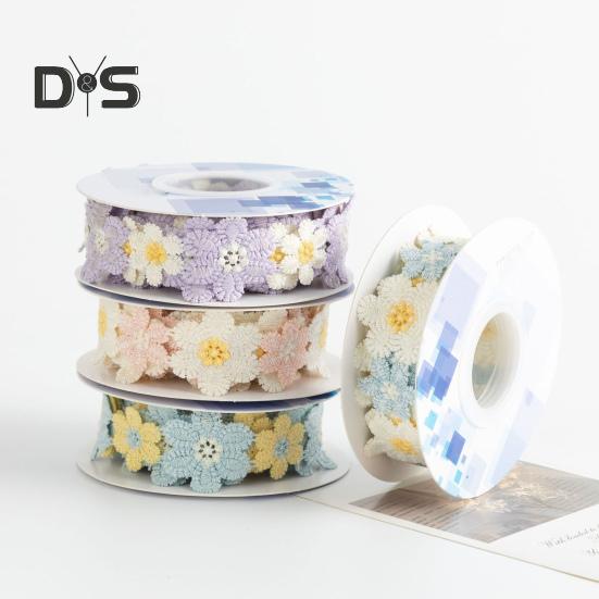 Haftowana wstążka z kwiatami 9,84 stopy Koronkowa taśma Słonecznik Wstążka DIY Koronka Wstążka do szycia Haftowa wstążka do sukni ślubnej Opaska do włosów Ozdoba ubrań