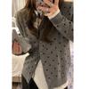 Women's Retro Polka Dot Cashmere Cardigan - Spring/Autumn Loose Slimming Round Neck Sweater