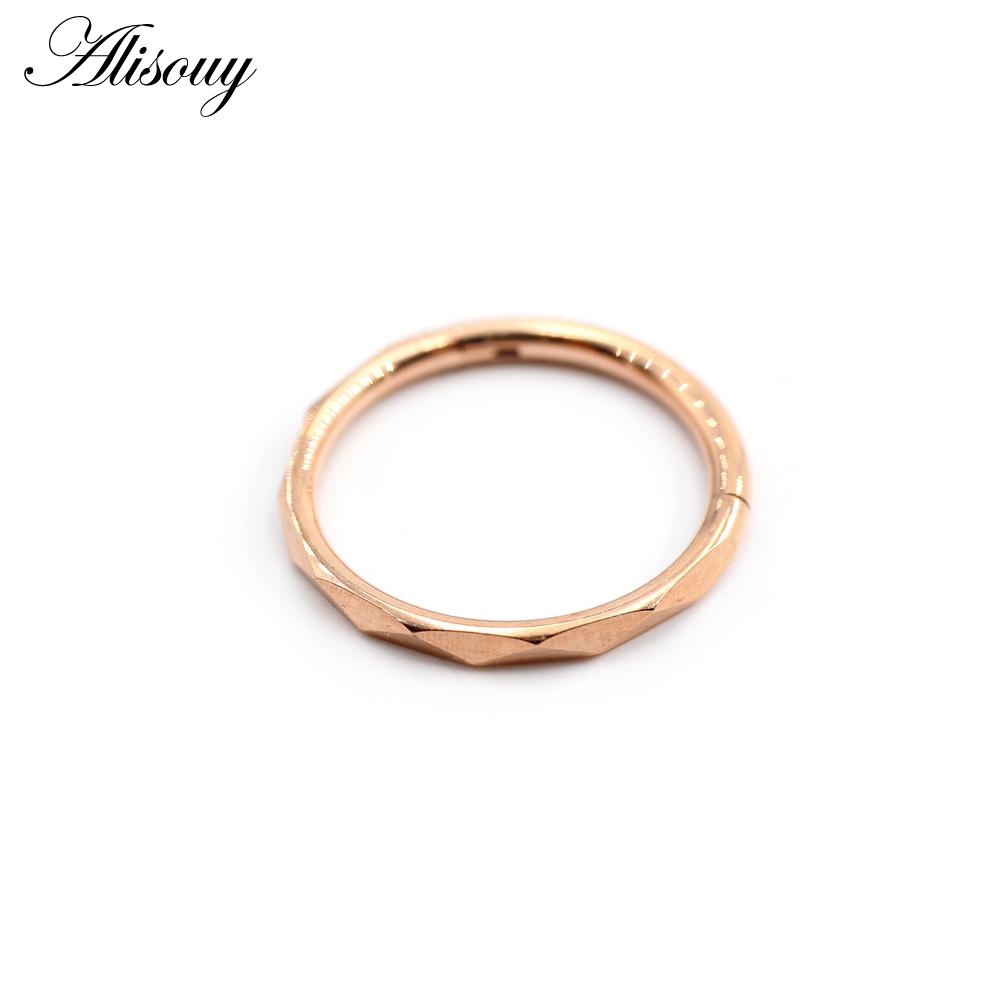 Alisouy 1PC Edelstahl Unregelmäßige Abschnitt Runde Scharnier Clicker Nase Septum Ring Hoop Knorpel Ohrring Körper Piercing Schmuck