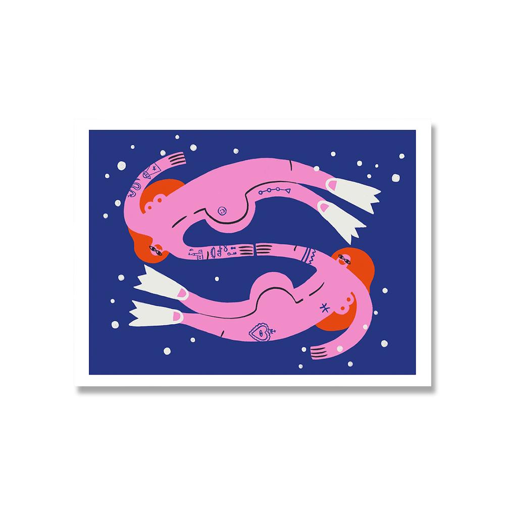 

Мультфильм кошка настроение Рыбы Овен печать плакатов абстрактное тело Луна леди настенные художественные фотографии для детской спальни скандинавский декор холст Cuadros 21x30cm No Framed