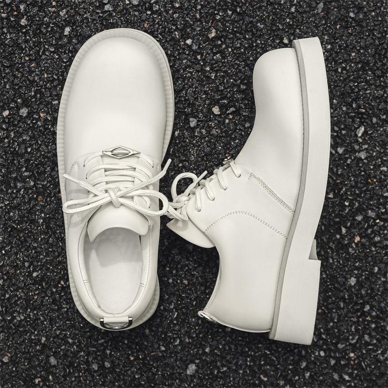 Women British Upturned Head Big Head Leather Heightened Platform Couple Casual Commuting Versatile Men's Derby Shoes