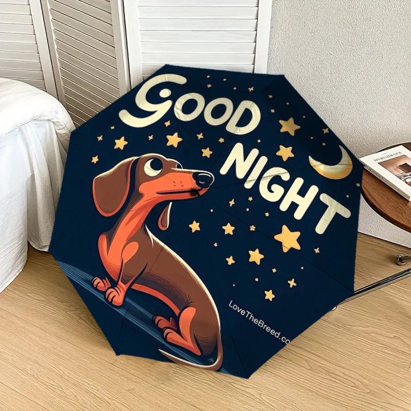 1pc Good Night Dachshund Umbrella with Plastic Handle,Suitable for All Seasons Home Travel Outdoor UmbrellaDD332
