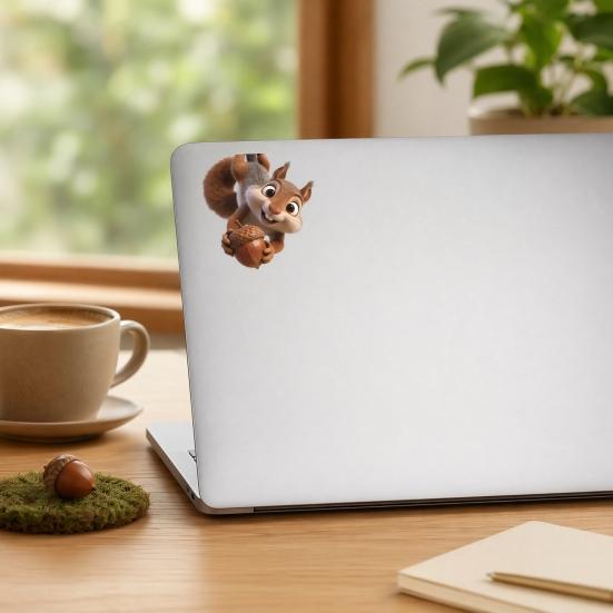 xiaobudian Car Sticker, Waterproof PVC Self-adhesive Traceless Auto Decal, Little Squirrel Pinecone Pattern Sticker for Fuel Tank Caps Windows Luggage