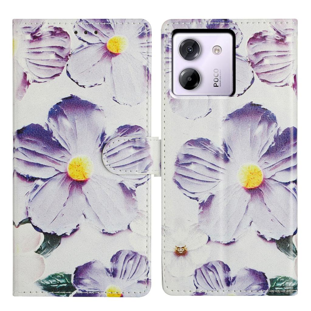 Für Xiaomi Poco M7 Pro 5G Hülle Musterdruck Brieftasche Ständer Flip Leder Handyhülle mit Riemen