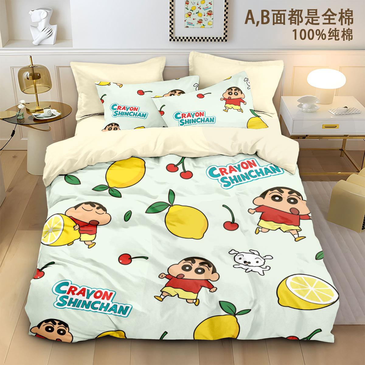 

Boy Girl Crayon Shin-Chan Bedding Set Pillowcase 2/3/Pcs Shin-Chan Duvet Cover Adult Children Gift Single Double Large Size 100x135cm-2pcs