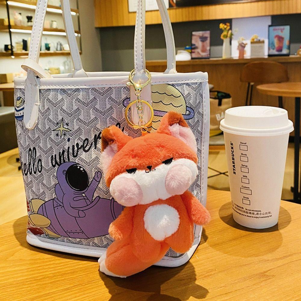 Soft Cartoon Big Tail Orange Car Keychain Plush Cartoon Big Tail Doll Pendant Plush Toy Ornaments