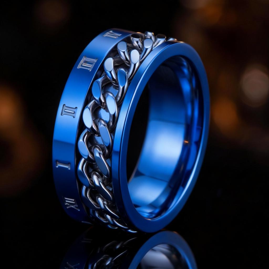 Boys Fashionable Stainless Steel Ring Does Not Fade Ins Wind Chain Rotation Rotation Decompression Titanium Steel Ring Element Ring