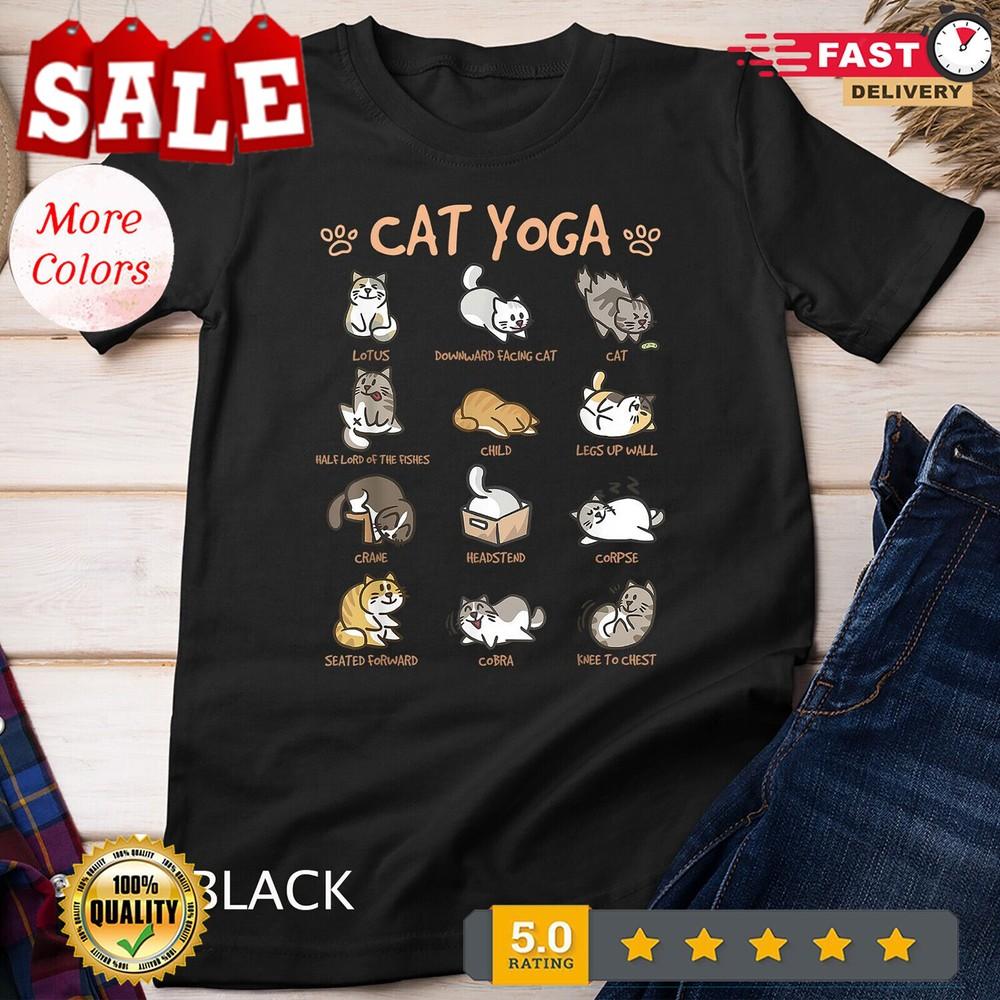 2025/Cat Yoga Poses Cats Practicing Mindfulness Meditation Kitten Unisex T-shirt Unisex T-Shirt S