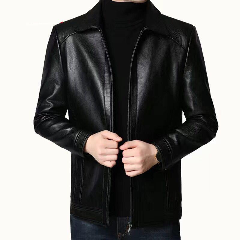 2026 New Autumn Winter Men Leather Jacket Stand Collar Plus Velvet Thick Warm Leather Jacket Men Social Mens Jackets