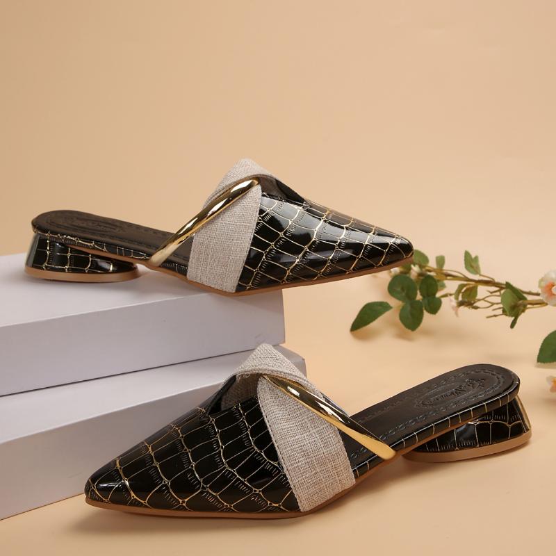 2026Elegant Heel Women Mules Summer New Sexy Pointed-Toe Ladies Slippers Slip on Leisure Ladies Office Shoes Pumps Women Sandals