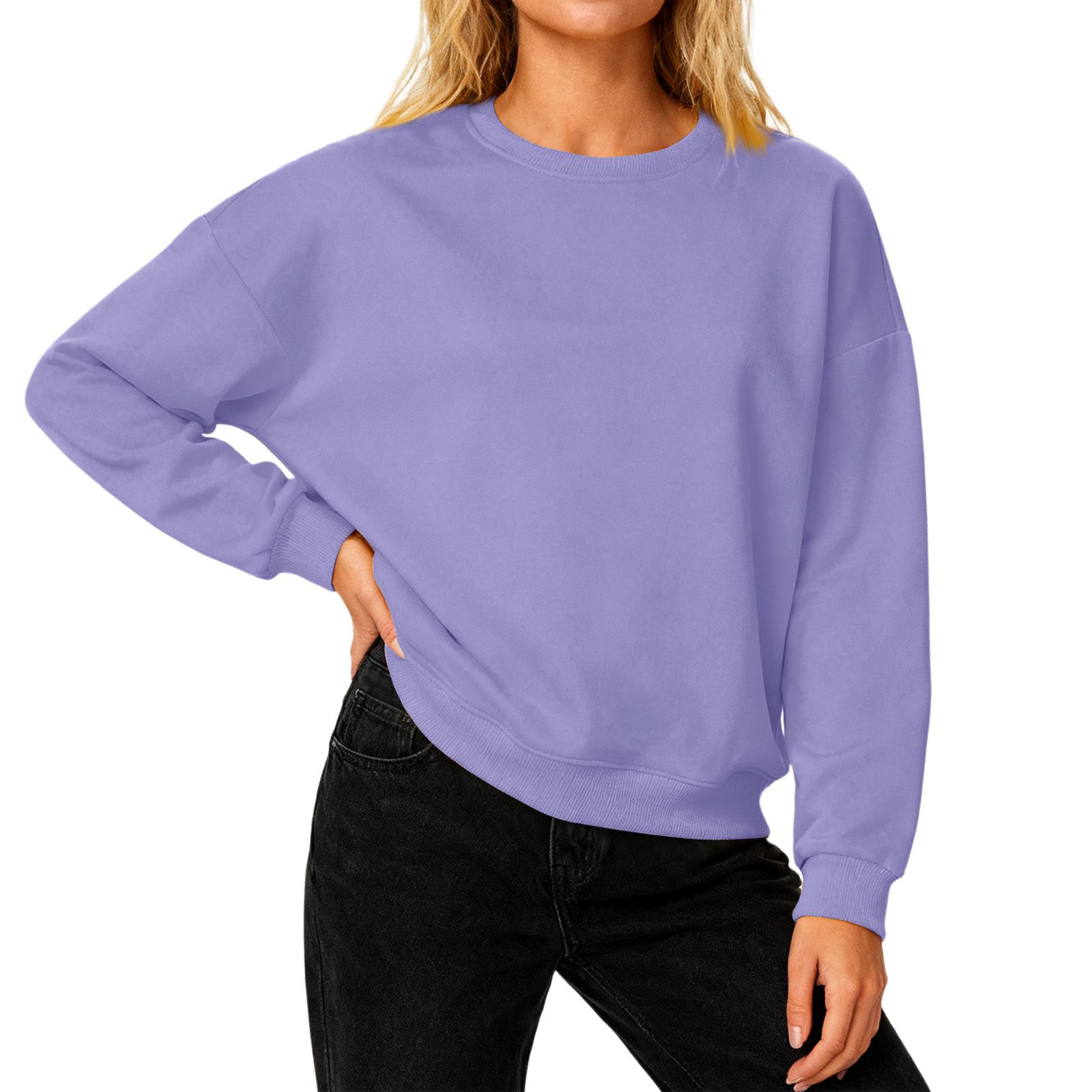 

Женский свободный удобный повседневный и модный свитшот с круглым вырезом, рукавами с резьбой, однотонный, с длинными рукавами S