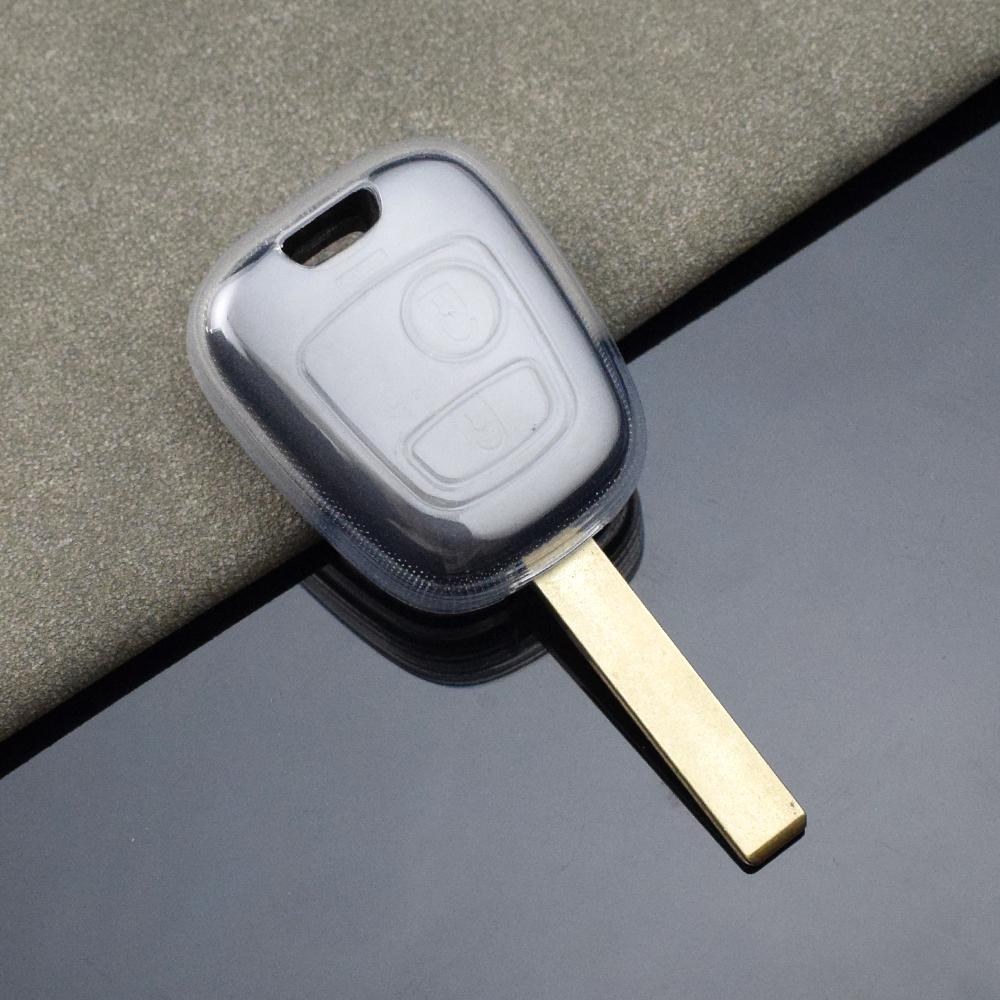 Transparent Car Key Case Cover for Peugeot 107 207 307 407 206 306 406 for Citroen C1 C4 C2 C3 Berlingo Xasara TPU Shell Fob Bag